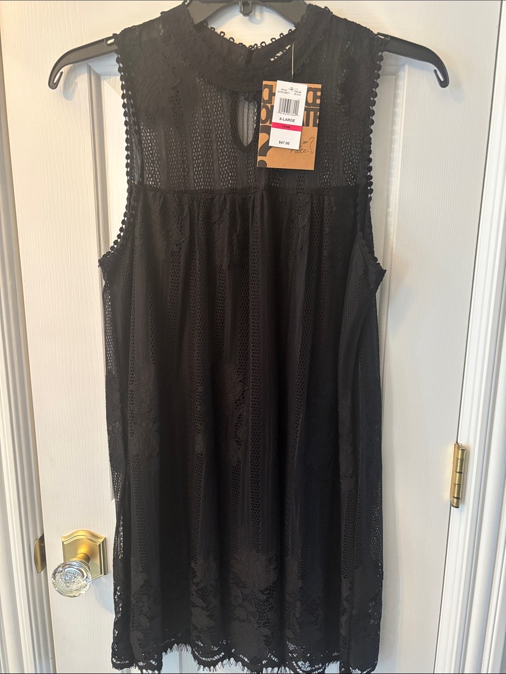 Black Sleeveless Lace-Trim Dress